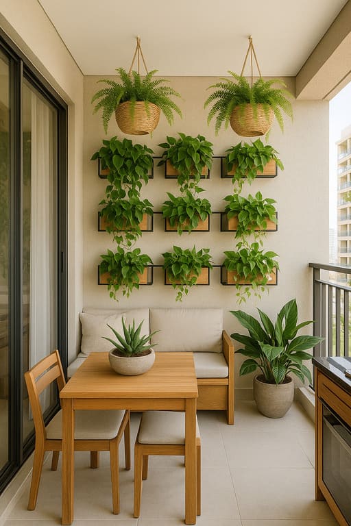 Decoração com Plantas - Ambientes Compactos - Sacada Gourmet