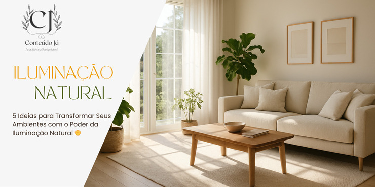 Sala de estar moderna com ampla entrada de luz do sol por grandes janelas, destacando o uso de iluminação natural como elemento central do ambiente, em harmonia com o tema do artigo.