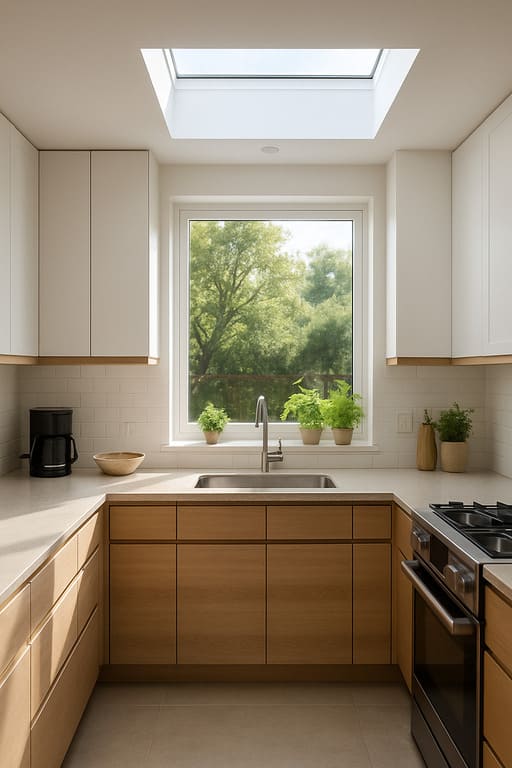 ideia de iluminação natural na cozinha moderna